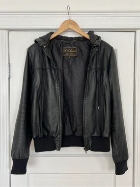 L'Aurore Fine Leather Hooded Bomber Jacket